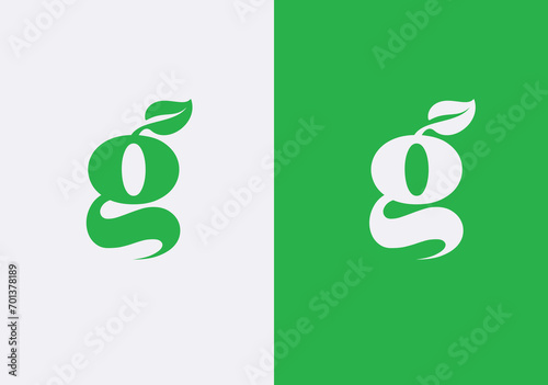 Grow logo design lettering vector template, letter G with leaf logo vector