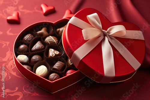 Valentine's Day chocolate assortment in heart-shaped box