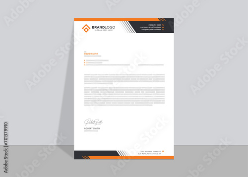 Modern letterhead, corporate official letter, creative abstract professional newsletter, editable vector template design
