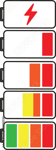 flat icon of full and empty battery isolated white background. vector illustration