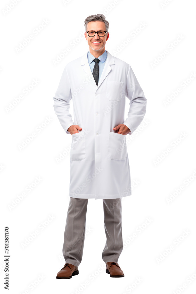 Full length Portrait of happy medical professional isolated on transparent background. AI generated. PNG Full length Portrait of happy medical professional isolated on transparent background. AI generated. PNG