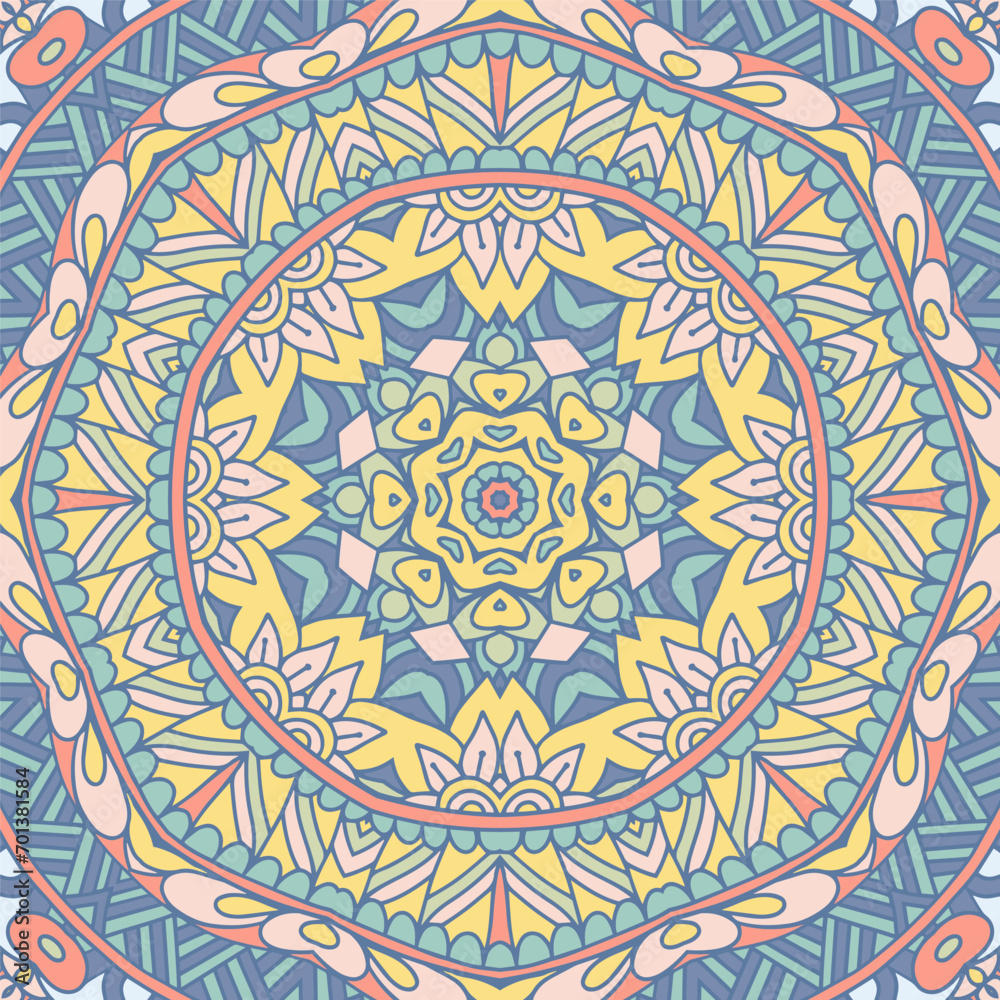 Abstract ethnic seamless pattern tribal background. Endless geometric web print. Vector medallion muted colors design Abstract ethnic seamless pattern tribal background. Endless geometric web print. Vector medallion muted colors design