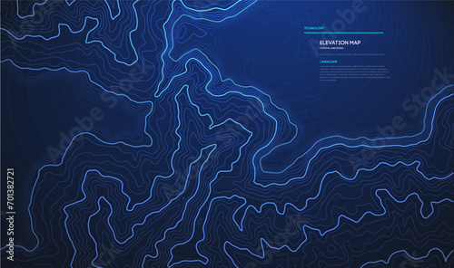 Tela Topographic map blue technology background