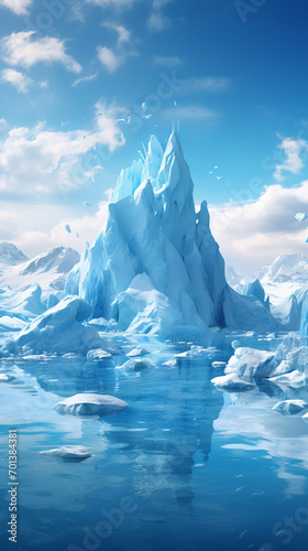 Landscape with melting icebergs. © tynza