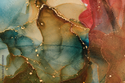 Natural  luxury abstract fluid art painting in alcohol ink technique. Tender and dreamy  wallpaper. Mixture of colors creating transparent waves and golden swirls. For posters, other printed materials