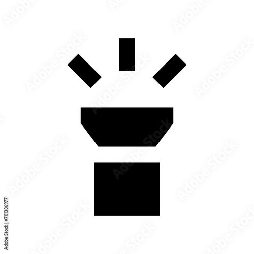 Torch icon in filled glyph style. Simple light symbol vector illustration — pixel-perfect icon.