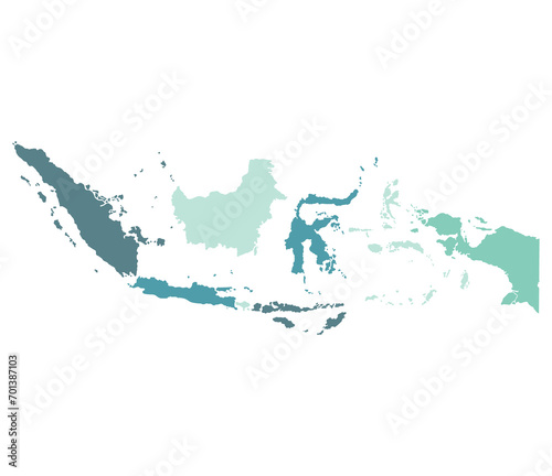 Indonesia map. Map of Indonesia in eight mains regions