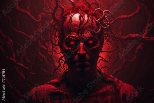 Red Evil of hell - Monster in a red with spider messy arms