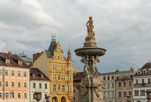 Elementi architettonici della Piazza quadrata di Přemysl Otakar II, České Budějovice, Boemia, Cechia