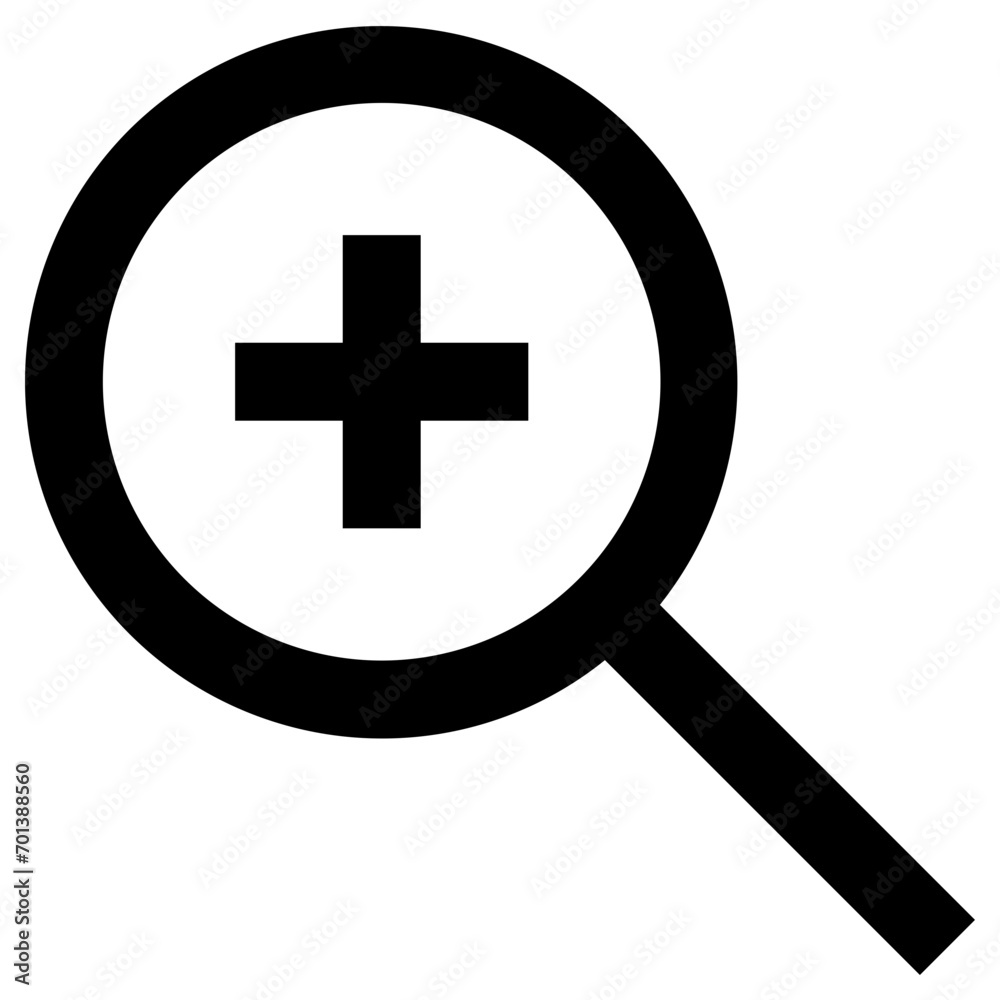 Magnifying glass plus icon in outline style. Simple zoom in vector — pixel-perfect icon. Magnifying glass plus icon in outline style. Simple zoom in vector — pixel-perfect icon.
