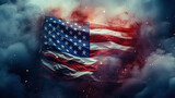 USA flag. American flag. American flag blowing in the wind, American Wave Flag, Generative AI