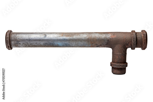 Steel pipe and connections on transparent background