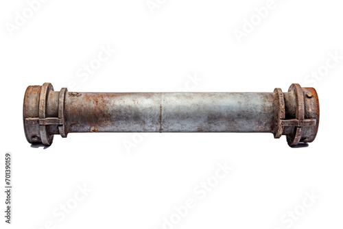 Steel pipe and connections on transparent background photo