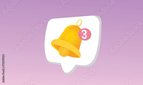 3D notification bell alert icon with color object floating around on pastel background. new alert 3d concept.3d handmade.3d goal for technology,online social media usage illustration.
