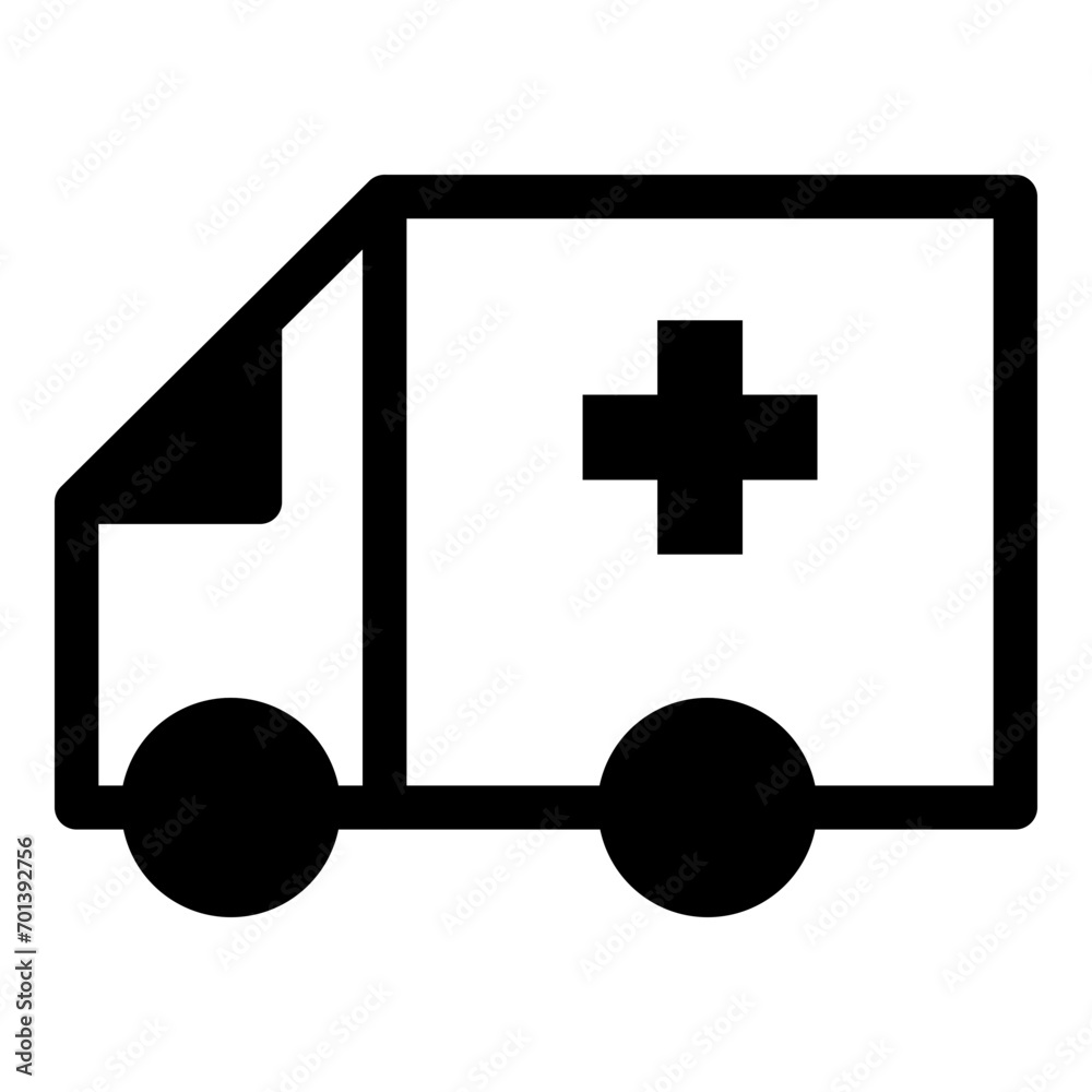 Ambulance icon in solid style. Simple medical symbol vector illustration — pixel-perfect icon. Ambulance icon in solid style. Simple medical symbol vector illustration — pixel-perfect icon.