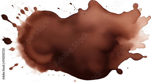 Transparent dark chocolate brown watercolor blot