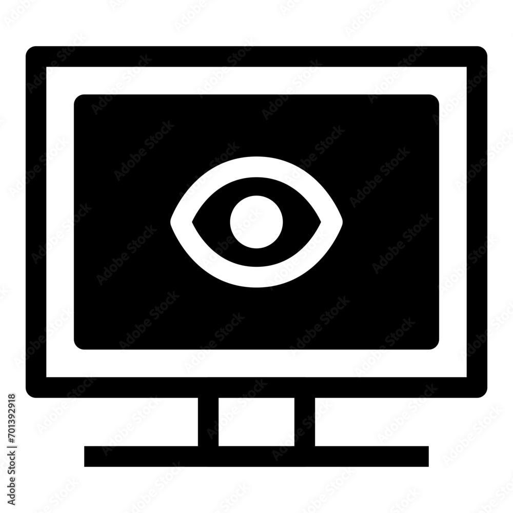 Monitor eye icon in solid style. Simple desktop screen vector illustration — pixel-perfect icon. Monitor eye icon in solid style. Simple desktop screen vector illustration — pixel-perfect icon.