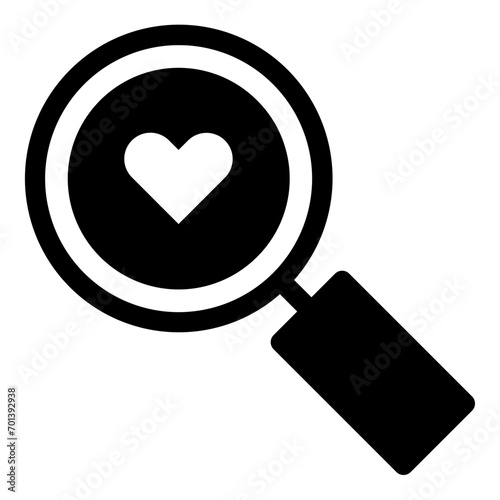 Search heart icon in solid style. Simple search symbol vector illustration — pixel-perfect icon.