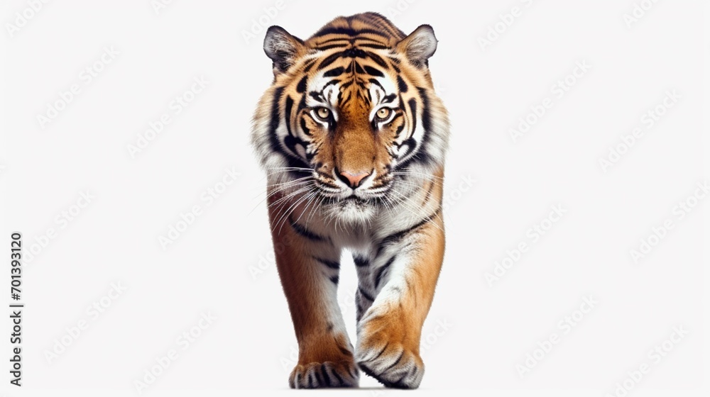 Obraz premium Wild animal tiger photo realistic on transparent white background.Generative AI