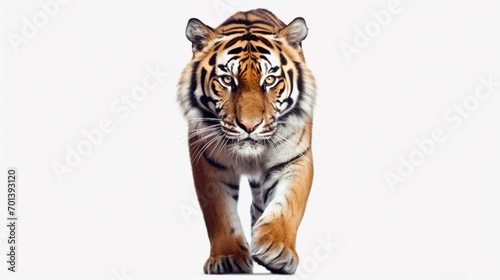 Wild animal tiger photo realistic on transparent white background.Generative AI
