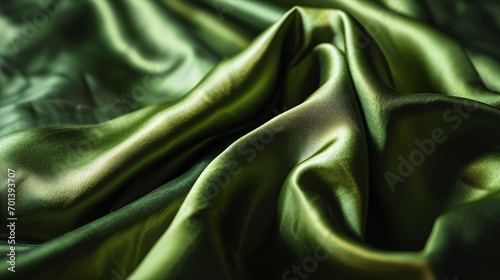 Green fabric with a shiny surface Generative AI photo