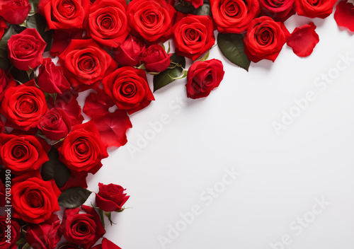 Red Roses - Decorative Border with Center Copy Space