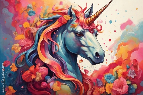 color drawing of a unicorn