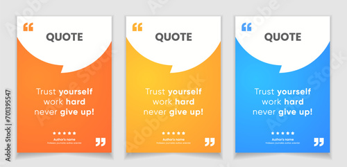 3D bubble testimonial banner, quote, infographic. Social media post template designs for quotes. Empty speech bubbles, quote bubbles and text box. Vector Illustration EPS10.