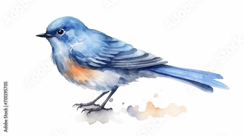 Blue bird Watercolor hand painted illustration isolat.Generative AI photo