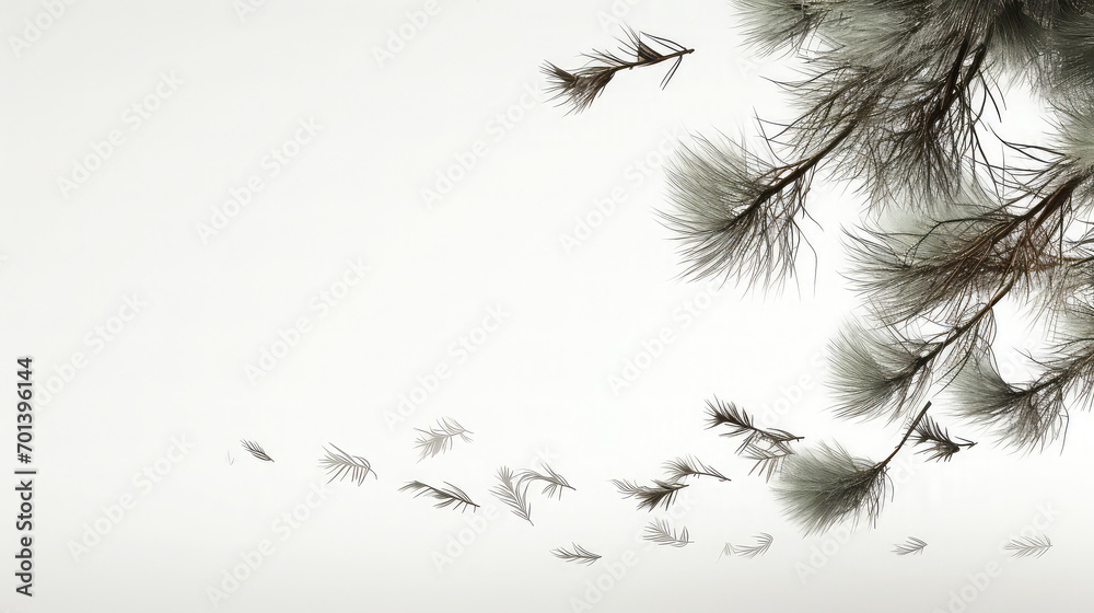 Obraz premium Pines leafs fallings isolated white background 
