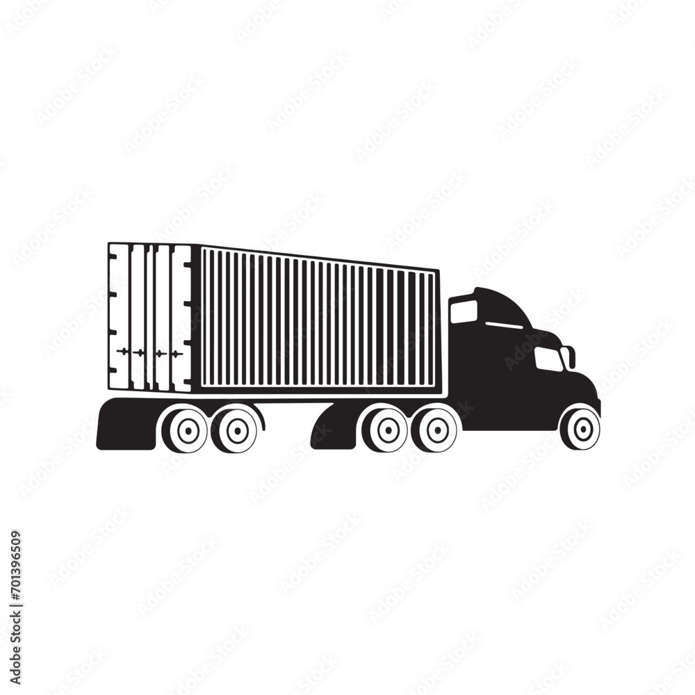 Vecteur Stock Fast-moving shipping delivery truck line art vector icon ...