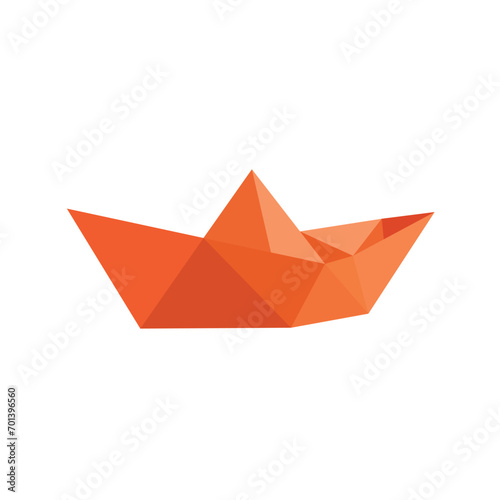 paper made origami style isometric coor boat © shan76