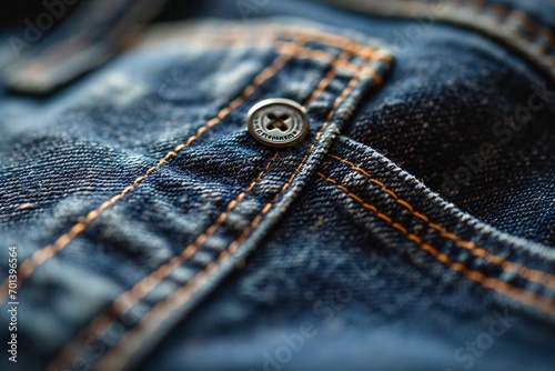 A close-up of a button on a pair of jeans. Generative AI photo
