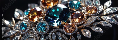 macro shot of jewelry with precious stones