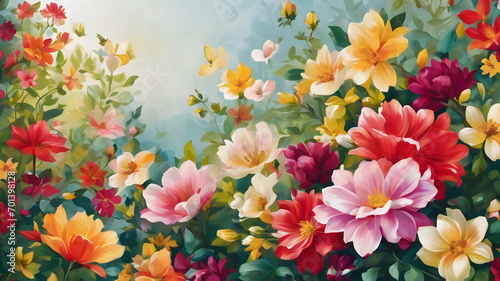  flower element for design. Color flowers pattern background.  AI generated image. AI generated image