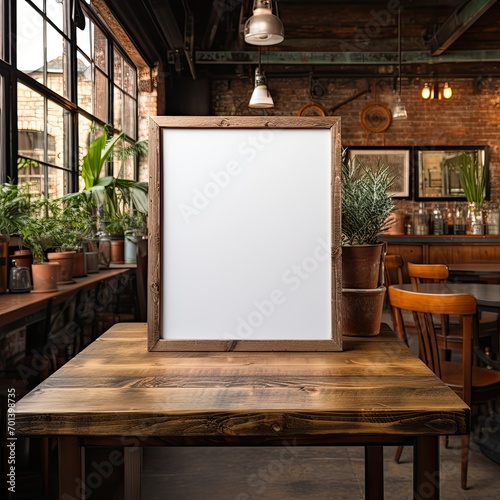 Blackboard in a restaurant for text. Generative AI photo