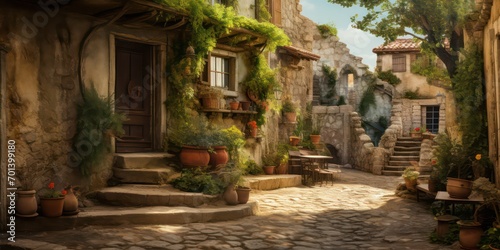 An old courtyard by the sea  brought to life in stunning realism through high-quality photography captured