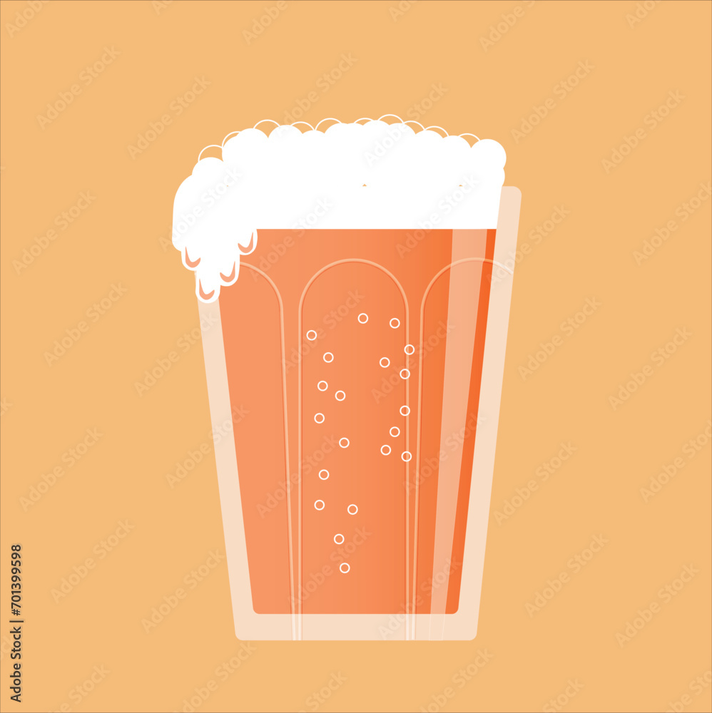 Beer glass design with flat graphics. Vector 2-D graphics Beer glass design with flat graphics. Vector 2-D graphics