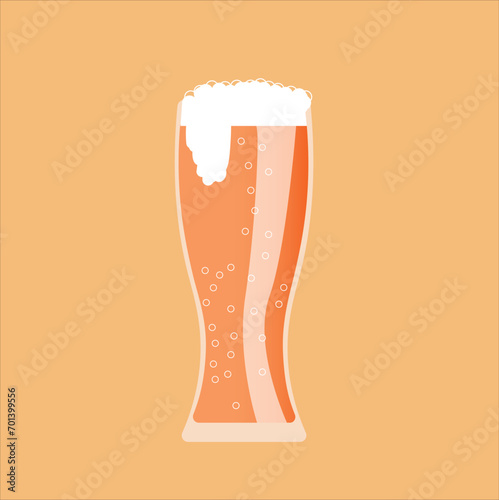 Beer glass design with flat graphics. Vector 2-D graphics