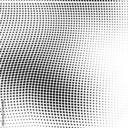 Black and white halftone texture in the form of a wave