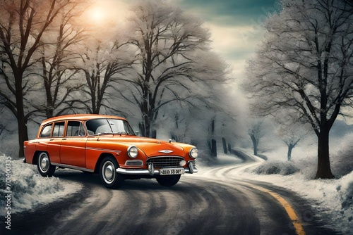 snow covered car © zooriii arts