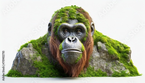 head of a orangutan mossy statue