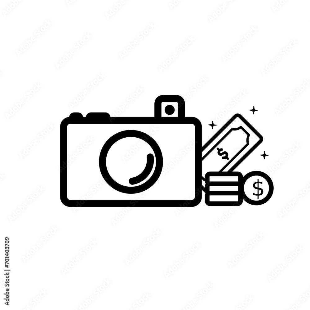 Icon Line Art Icon Camera, Photographing Can Make Money Icon Line Art Icon Camera, Photographing Can Make Money