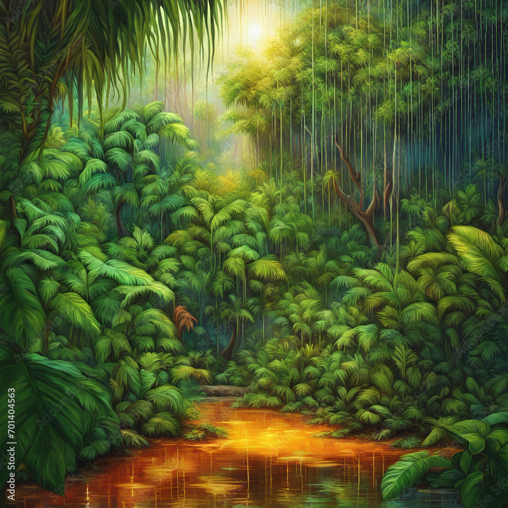 Fototapeta premium Nature digital painting style, painting, Generative AI illustrations