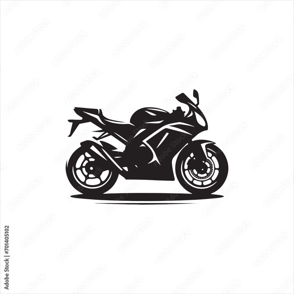 Racing Forward: Competitive Cyclist's Silhouette - Black Vector Bike Silhouette, Motorbike Stock Vector
