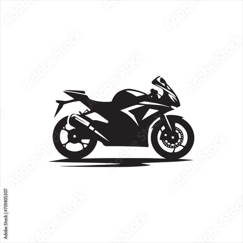 Sunset Cruise: Biker's Silhouette on Twilight Ride - Black Vector Bike Silhouette, Motorbike Stock Vector 