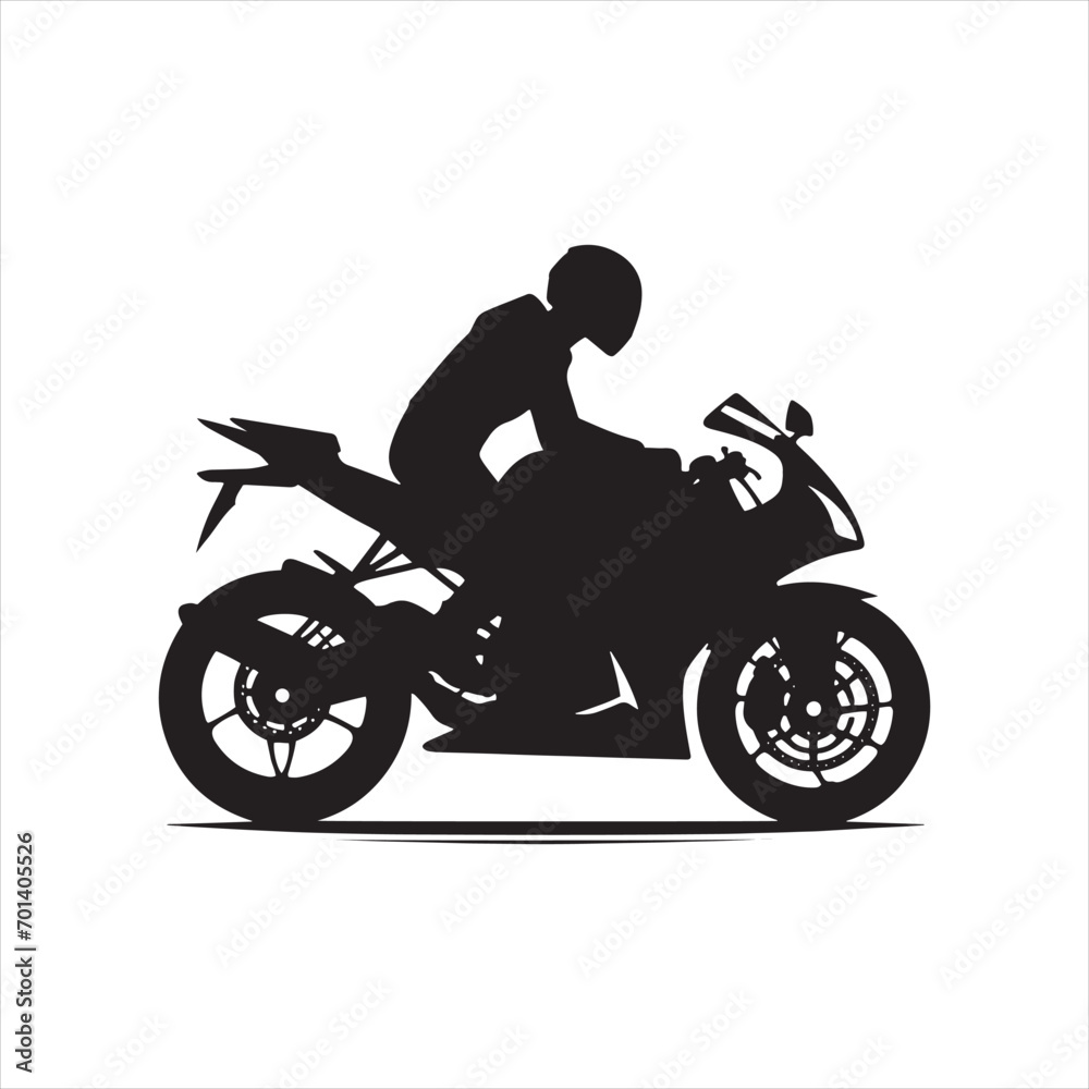 Bike Silhouette: Sleek Cyclist's Form against the Sky - Motorbike Stock Vector, Black Vector Bike Silhouette
