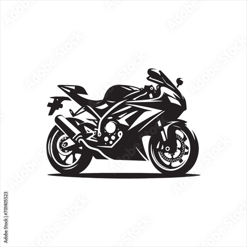 Riding into the Sunset  Bike Silhouette in Evening Glow - Black Vector Bike Silhouette  Motorbike Stock Vector 