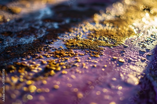 A purple surface with yellow and gold specks Generative AI