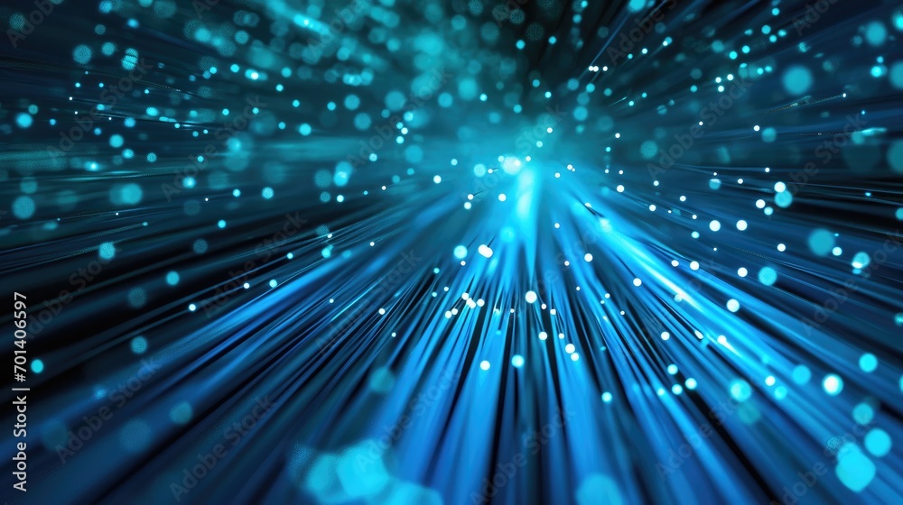 Blue light fiber optic, speed line, futuristic background technology wireless data transmission, high-speed internet. internet network concept.